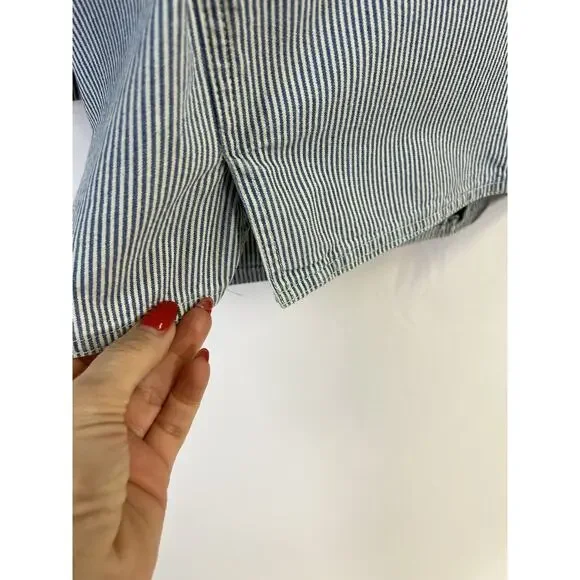 Harve Benard Vtg 90s Women's Blazer White Blue Striped Nautical Women’s L Cotton - Picture 11 of 13
